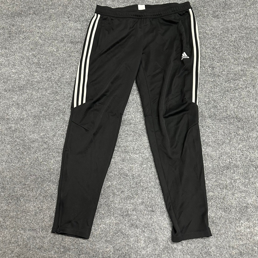 Adidas Track Pants Womens Size L Black Climacool Tapered 3-Stripe Soccer